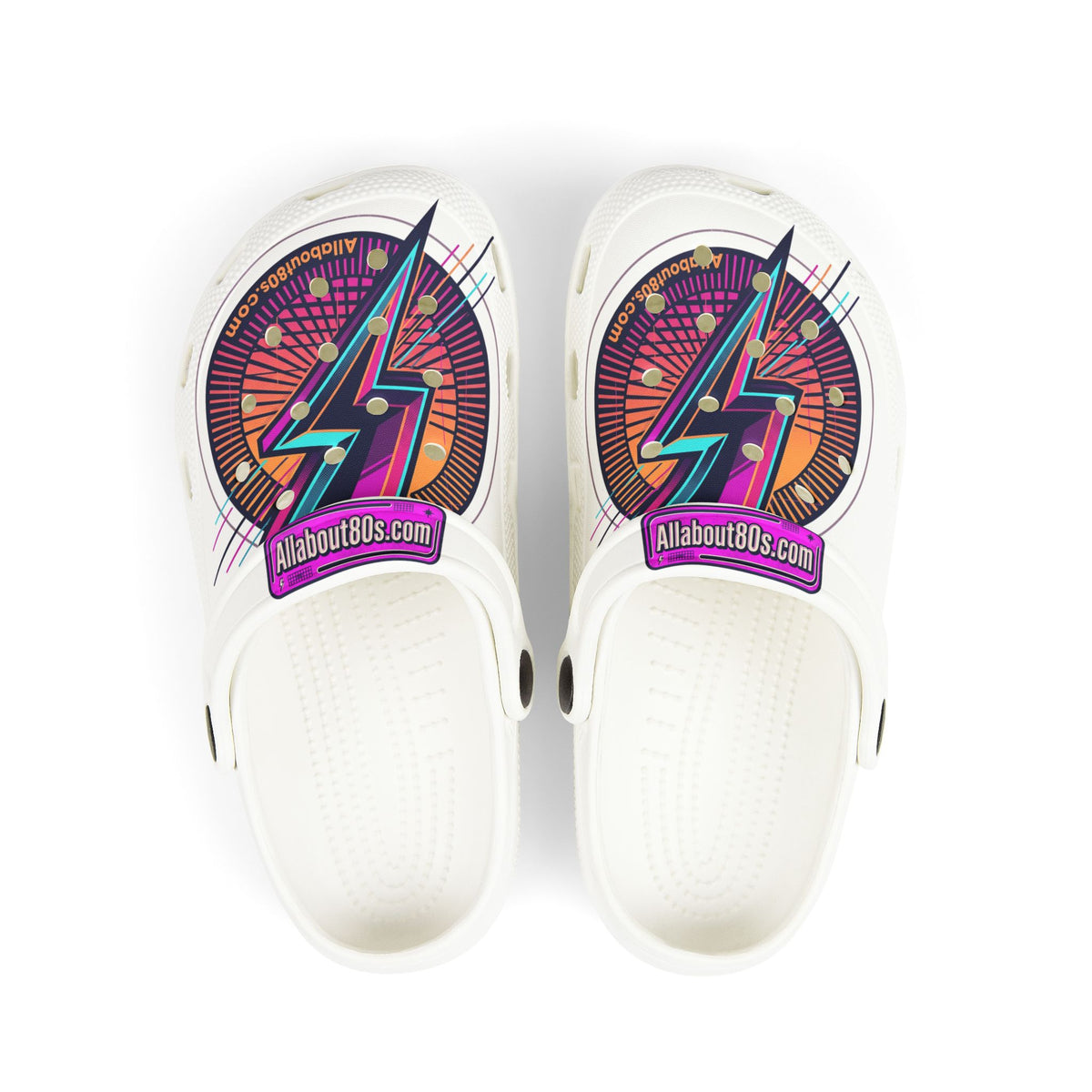 Kids' 80s Lightning Bolt Foam Clogs – Retro Neon Graphic EVA Slip-Ons