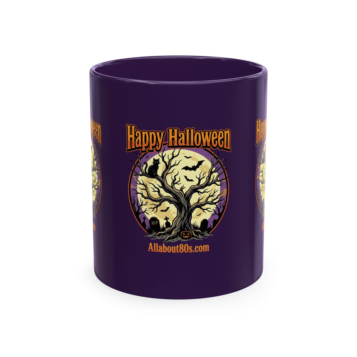 Happy Halloween Ceramic Mug — Spooky Tree & Moon Coffee Cup