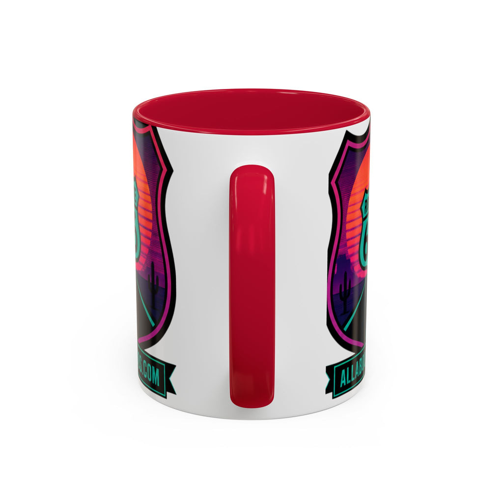 Route 66 Sunset Mug — Retro Neon Travel Coffee Cup (11oz & 15oz)