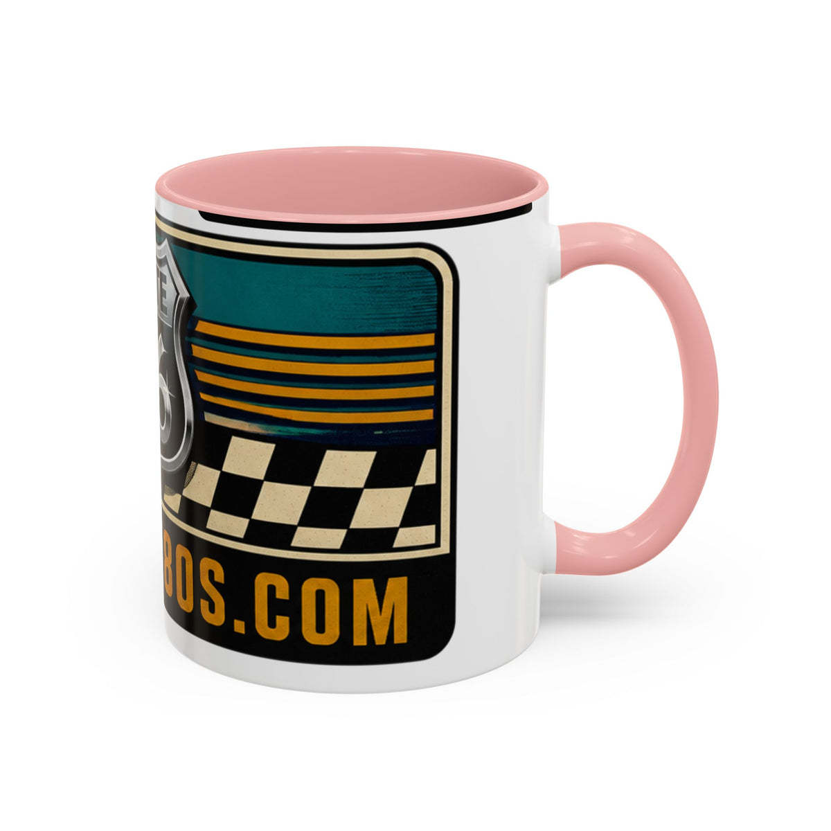 Route 66 Retro Checkerboard Coffee Mug — Vintage Road Trip 11/15oz Accent Mug