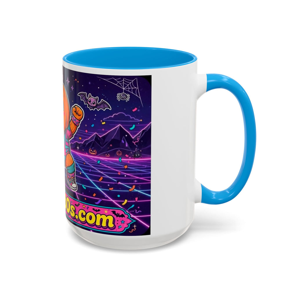 80s Retro Pumpkin Mug – Cute Neon Halloween Coffee Cup (11oz/15oz)