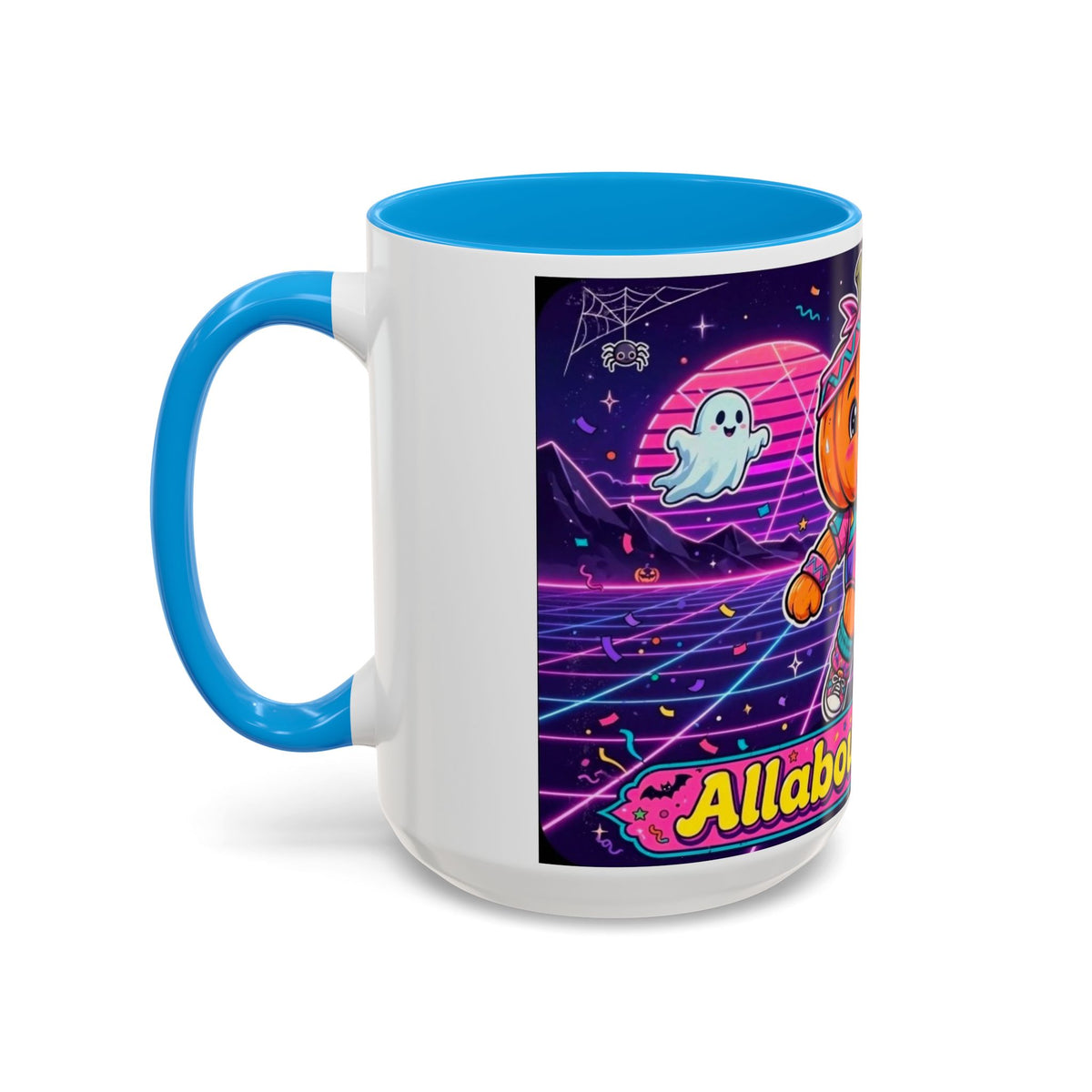 80s Retro Pumpkin Mug – Cute Neon Halloween Coffee Cup (11oz/15oz)