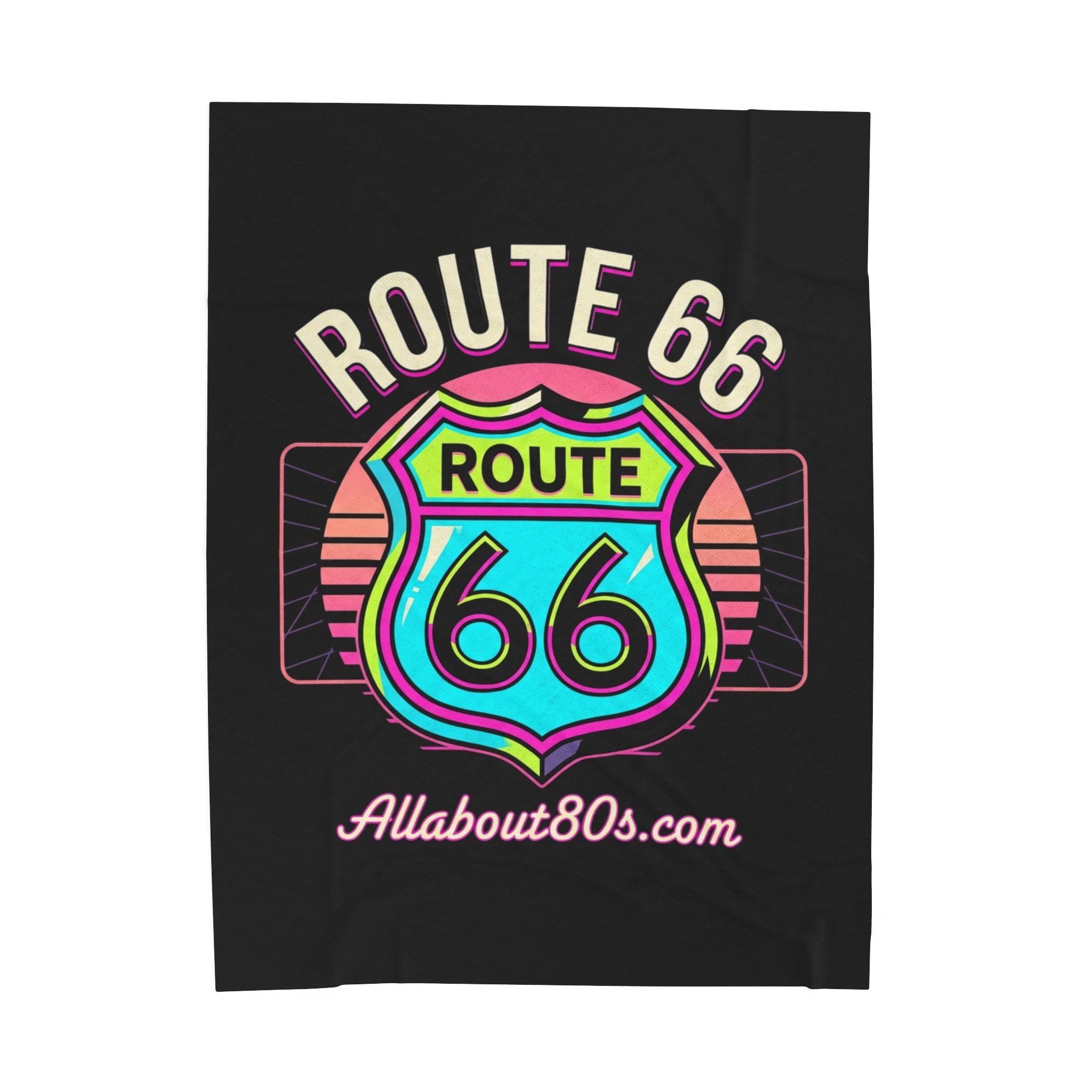 Route 66 Retro Neon Velveteen Plush Blanket