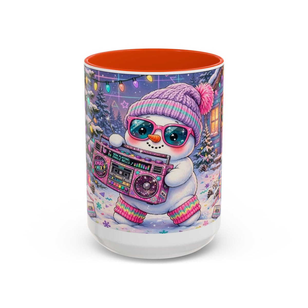 Cool Snowman with Boombox Christmas Mug