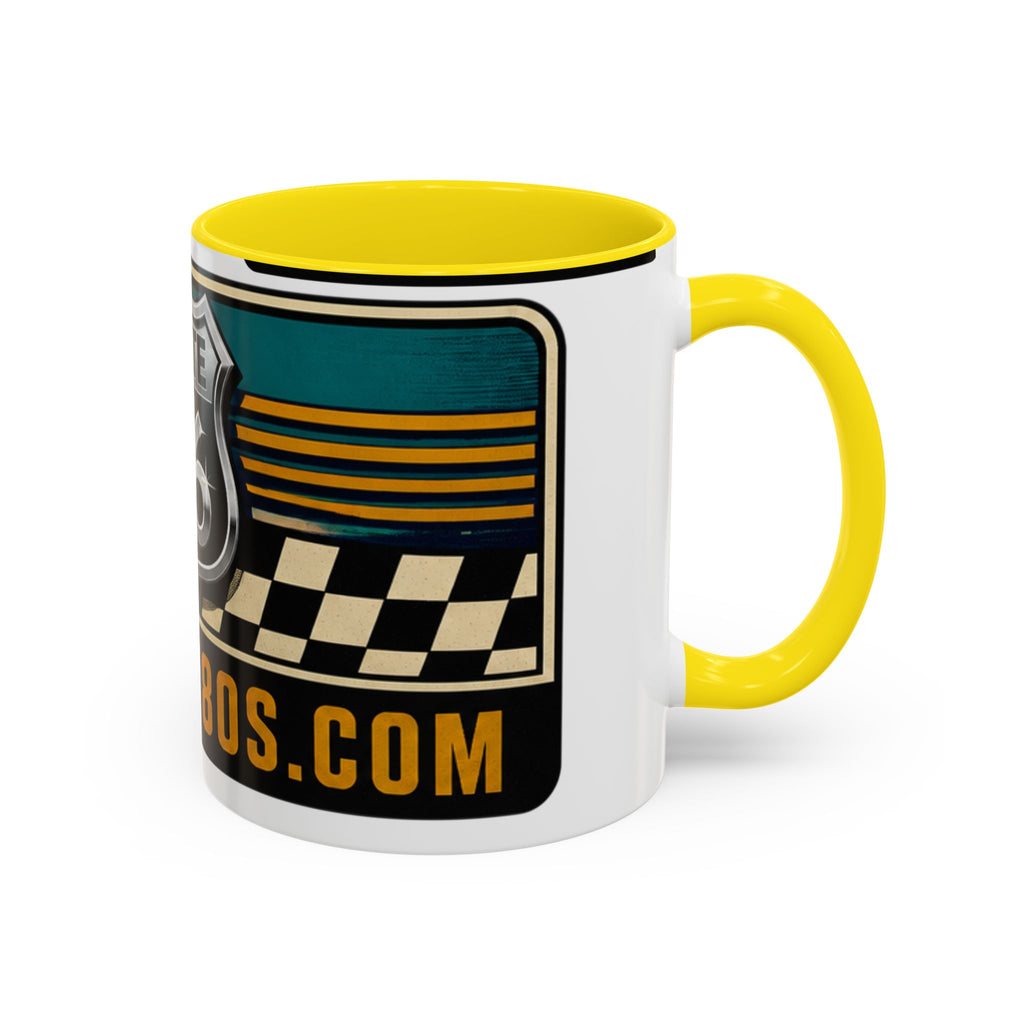 Route 66 Retro Checkerboard Coffee Mug — Vintage Road Trip 11/15oz Accent Mug