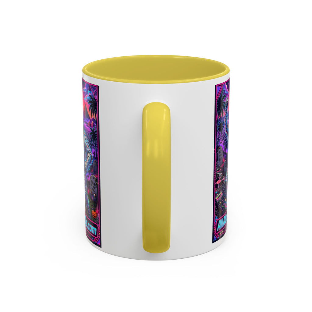 80s Retro Astro Skate Mug — Neon Vaporwave Skeleton Skateboard Coffee Cup (AllAbout80s.com)