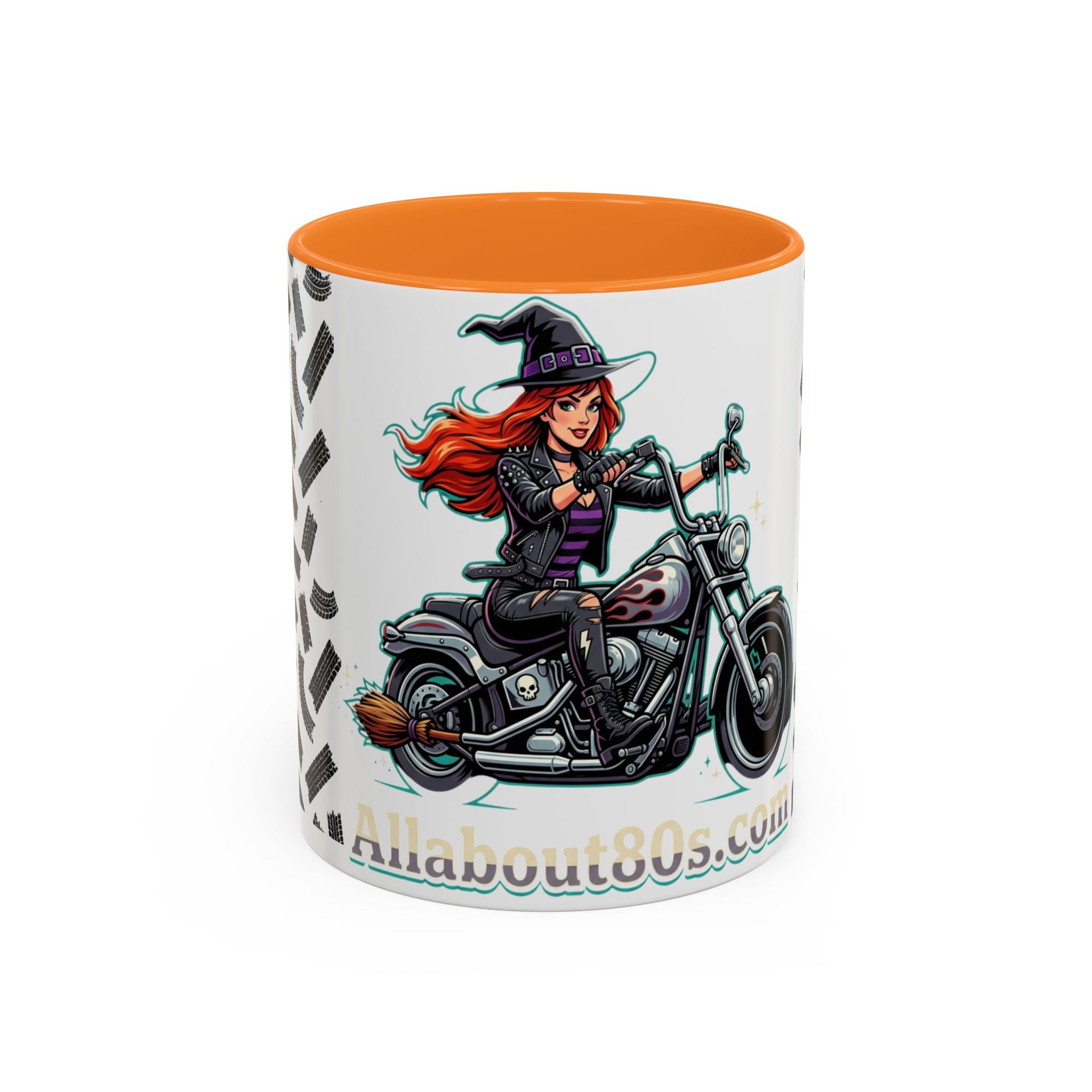 Witch Motorcycle Mug — Red-Haired Biker Witch Ceramic Coffee Cup