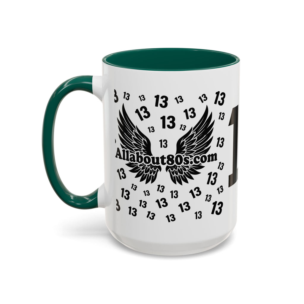 Number 13 Accent Mug — Bold Sports-Style Ceramic Coffee Cup (11oz/15oz)