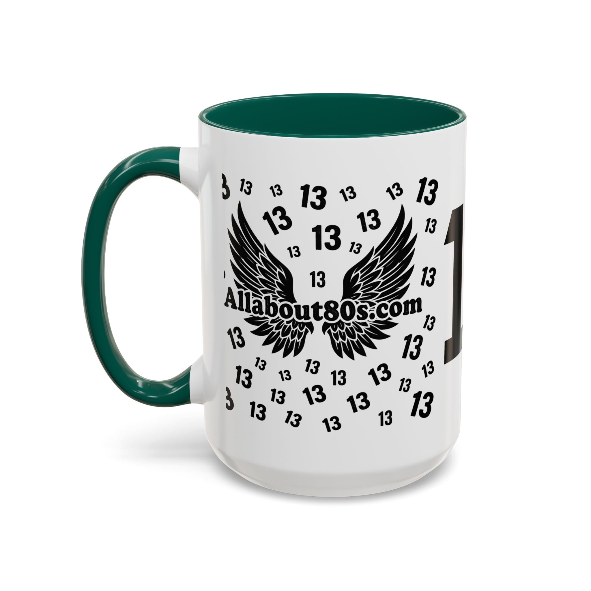 Number 13 Accent Mug — Bold Sports-Style Ceramic Coffee Cup (11oz/15oz)