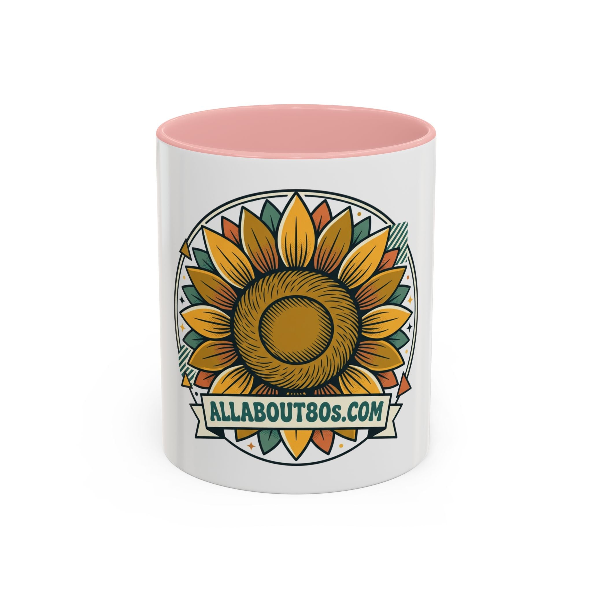 Sunflower Logo Coffee Mug — AllAbout80s.com Accent Ceramic Mug (11/15oz)
