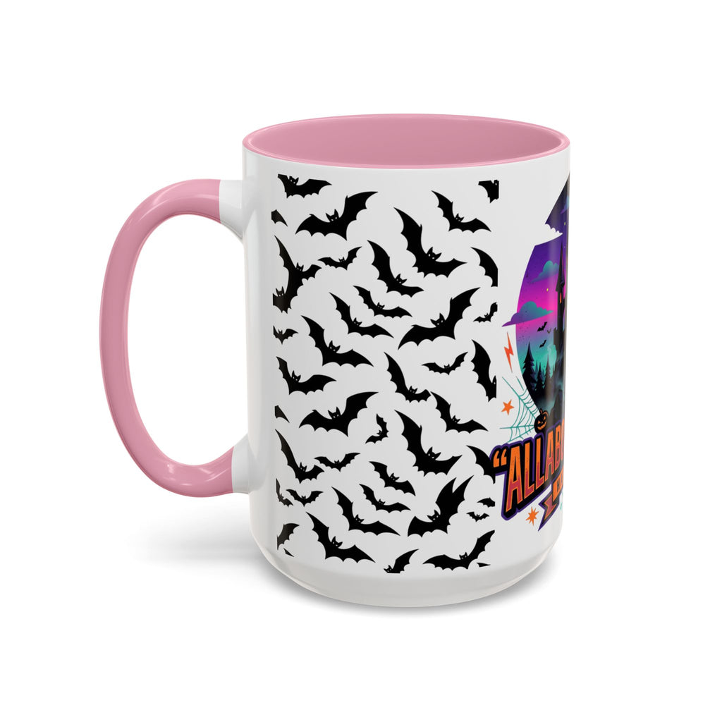 Halloween Haunted Castle Coffee Mug — Colorful Bat Pattern 11oz/15oz
