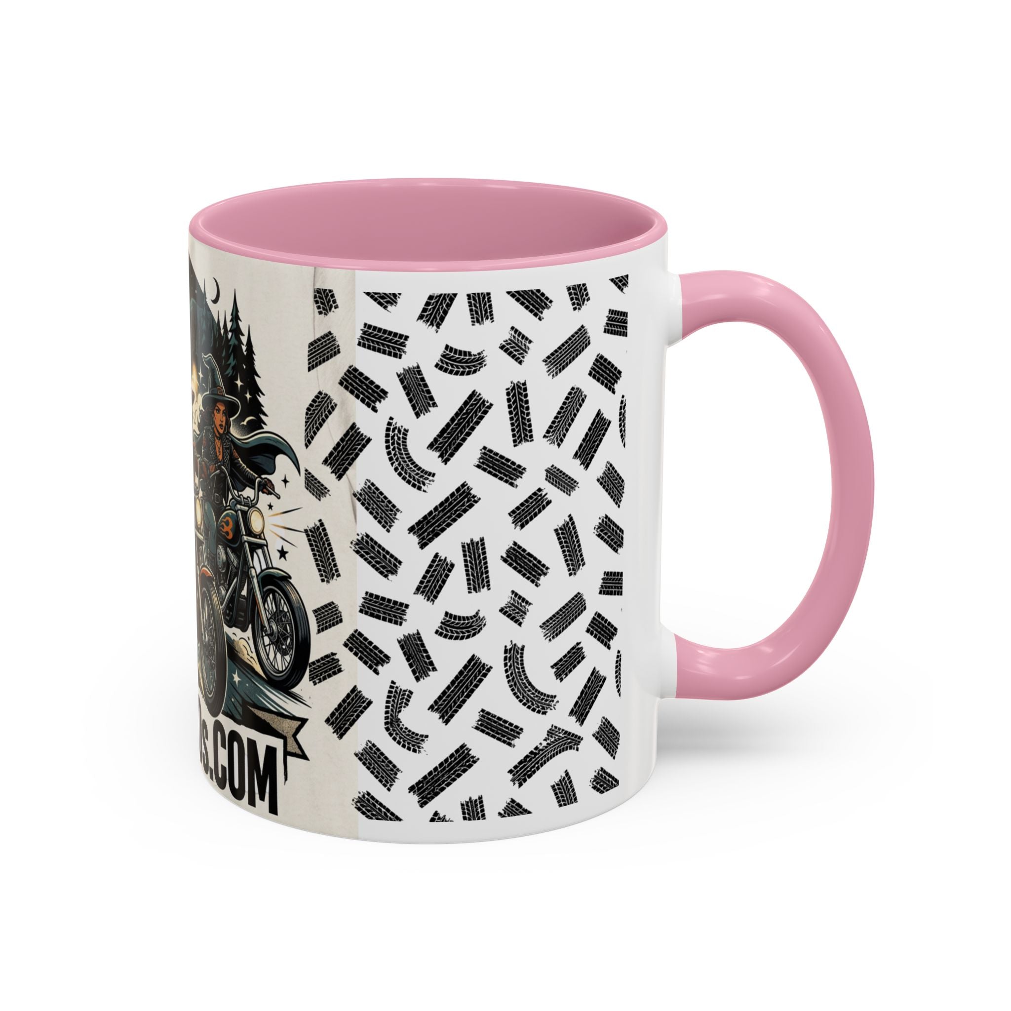 Witch Biker Sisters Coffee Mug — Halloween Motorcycle Witchcraft Design (11oz/15oz)