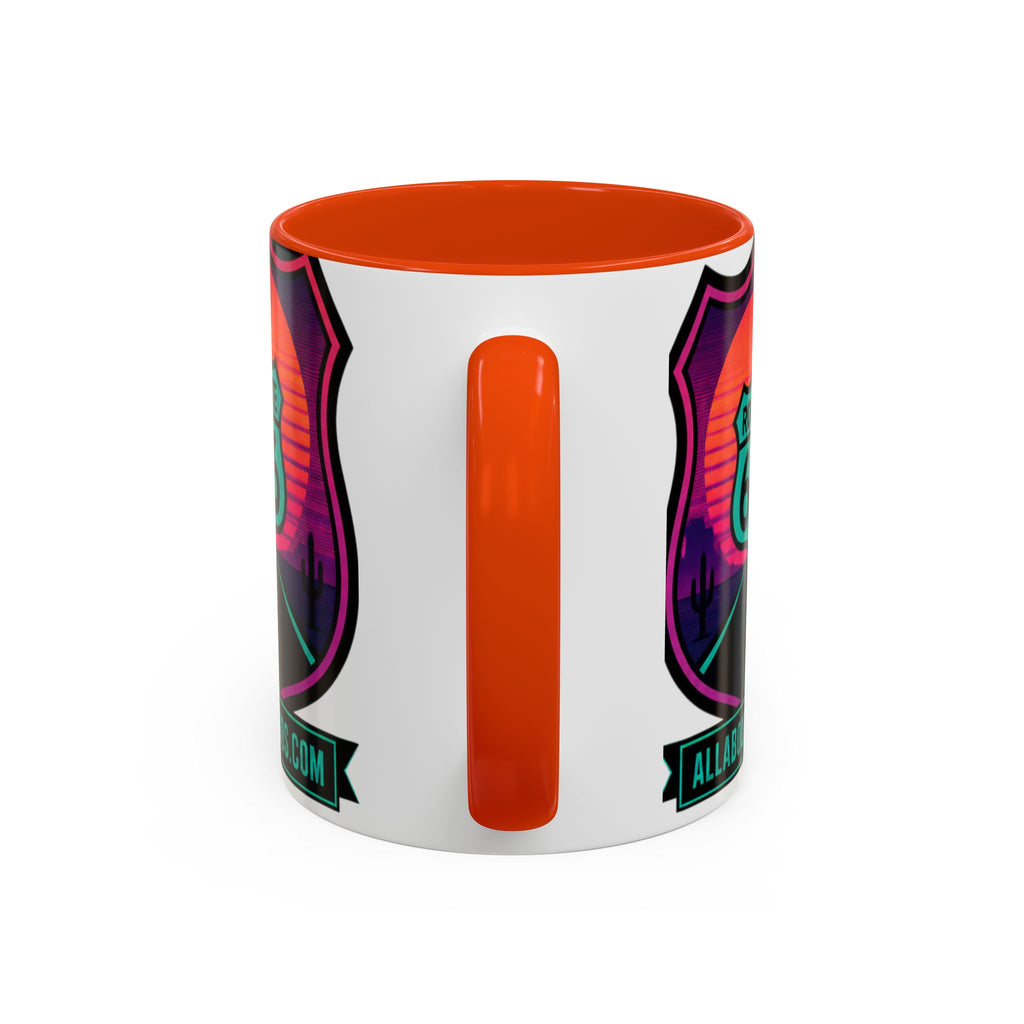 Route 66 Sunset Mug — Retro Neon Travel Coffee Cup (11oz & 15oz)
