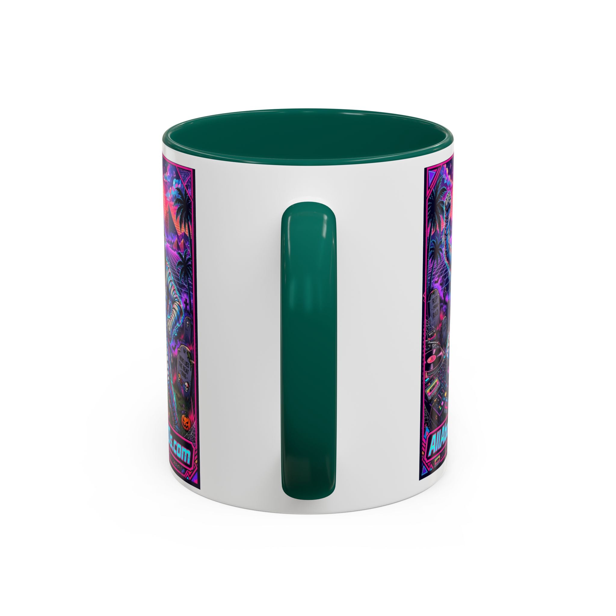 80s Retro Astro Skate Mug — Neon Vaporwave Skeleton Skateboard Coffee Cup (AllAbout80s.com)