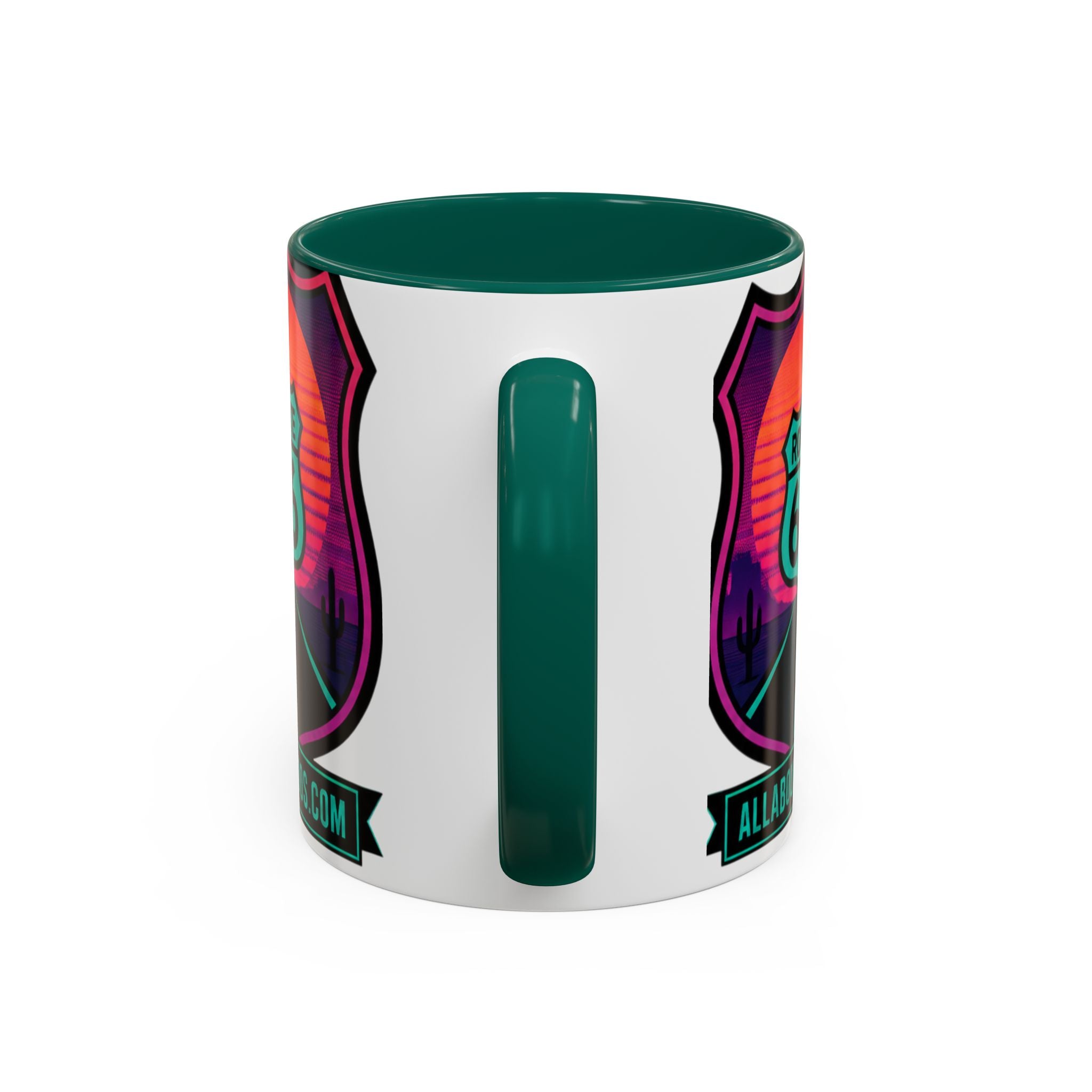 Route 66 Sunset Mug — Retro Neon Travel Coffee Cup (11oz & 15oz)