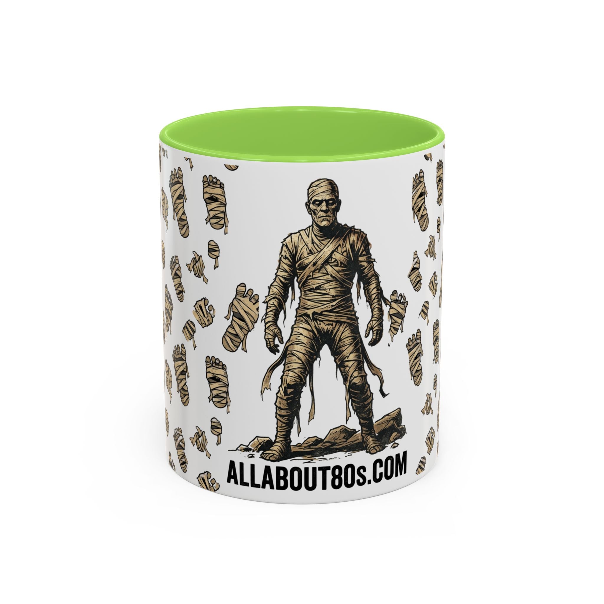 Mummy Pattern Coffee Mug (11oz & 15oz) – Retro Monster Tea Cup with AllAbout80s.com Design