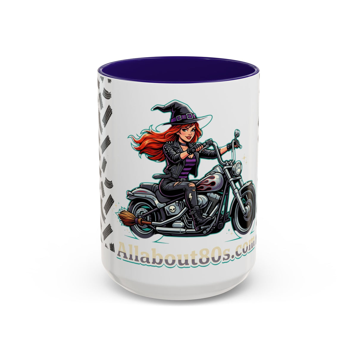 Witch Motorcycle Mug — Red-Haired Biker Witch Ceramic Coffee Cup