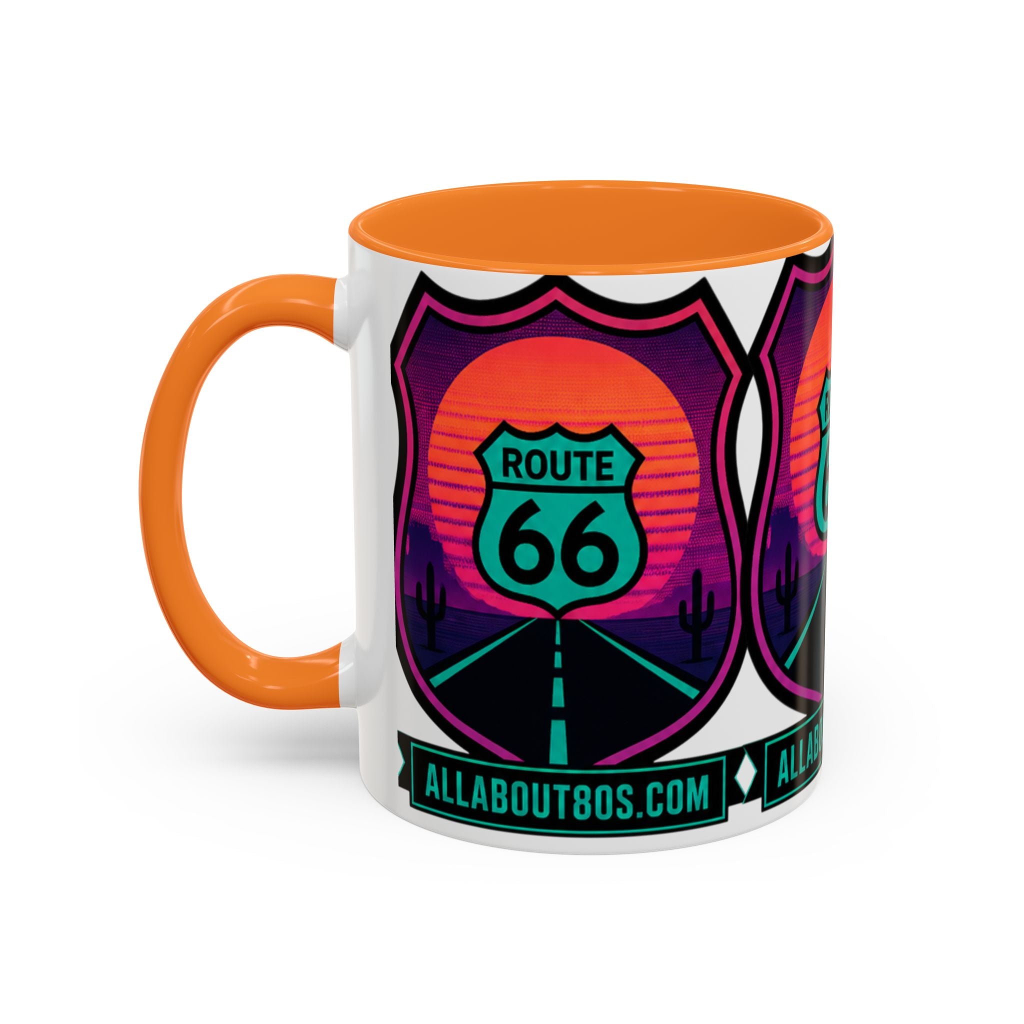 Route 66 Sunset Mug — Retro Neon Travel Coffee Cup (11oz & 15oz)