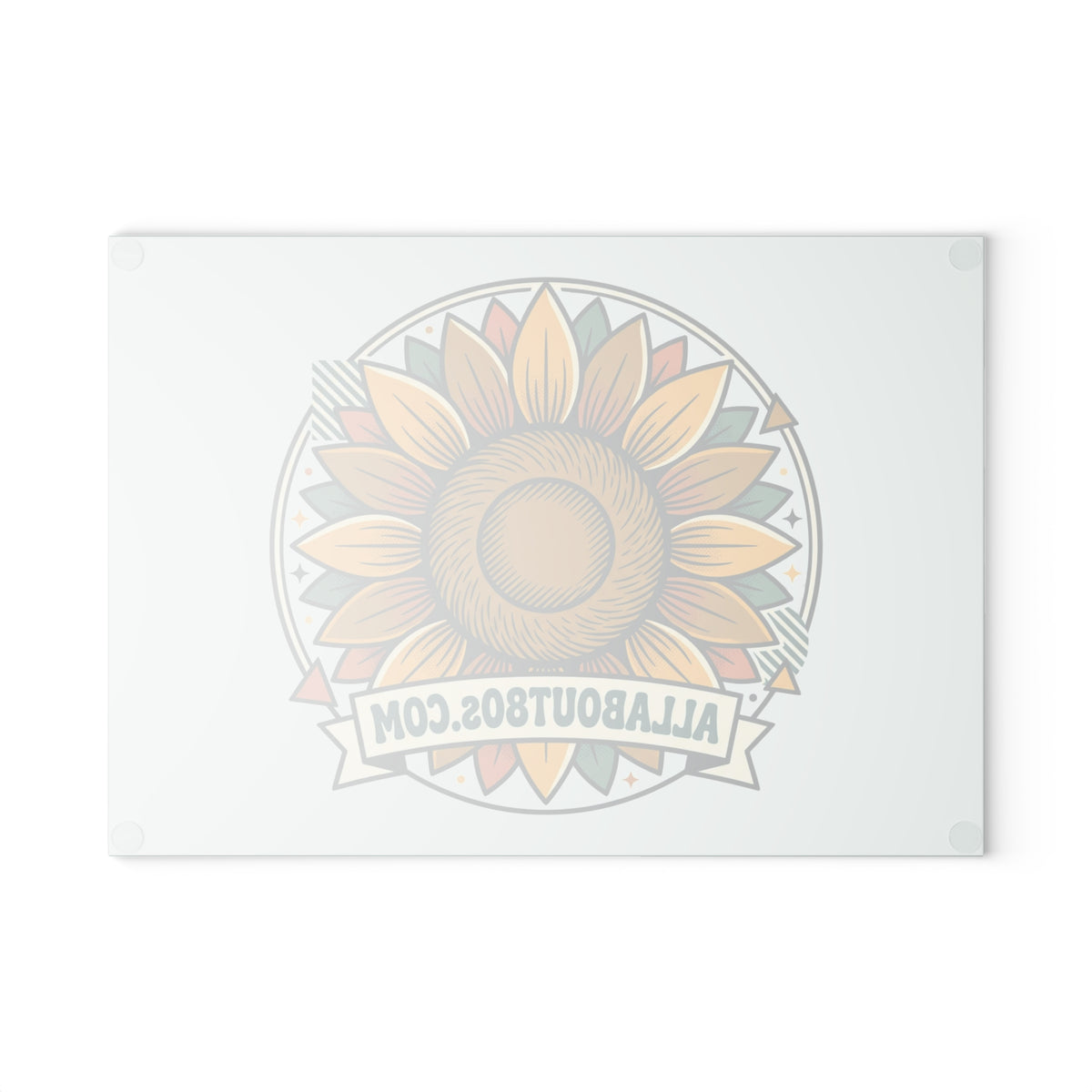 Sunflower Glass Cutting Board — Decorative Kitchen Board with AllAbout80s.com Banner