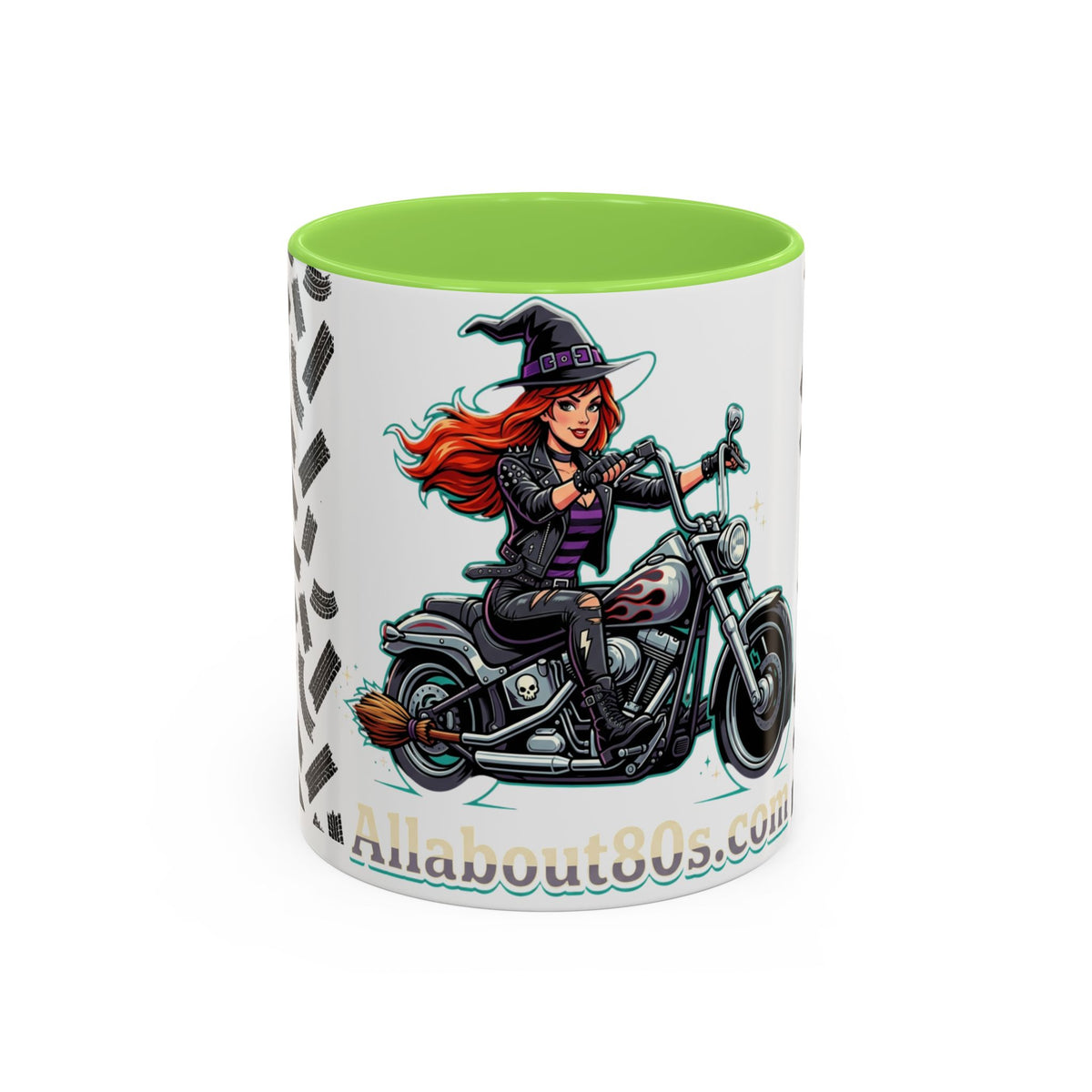 Witch Motorcycle Mug — Red-Haired Biker Witch Ceramic Coffee Cup