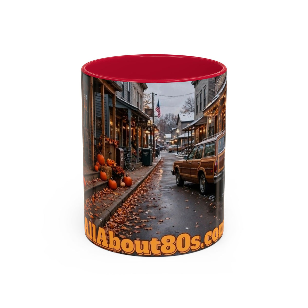 Vintage Small Town Winter Scene Coffee Mug (11oz/15oz)