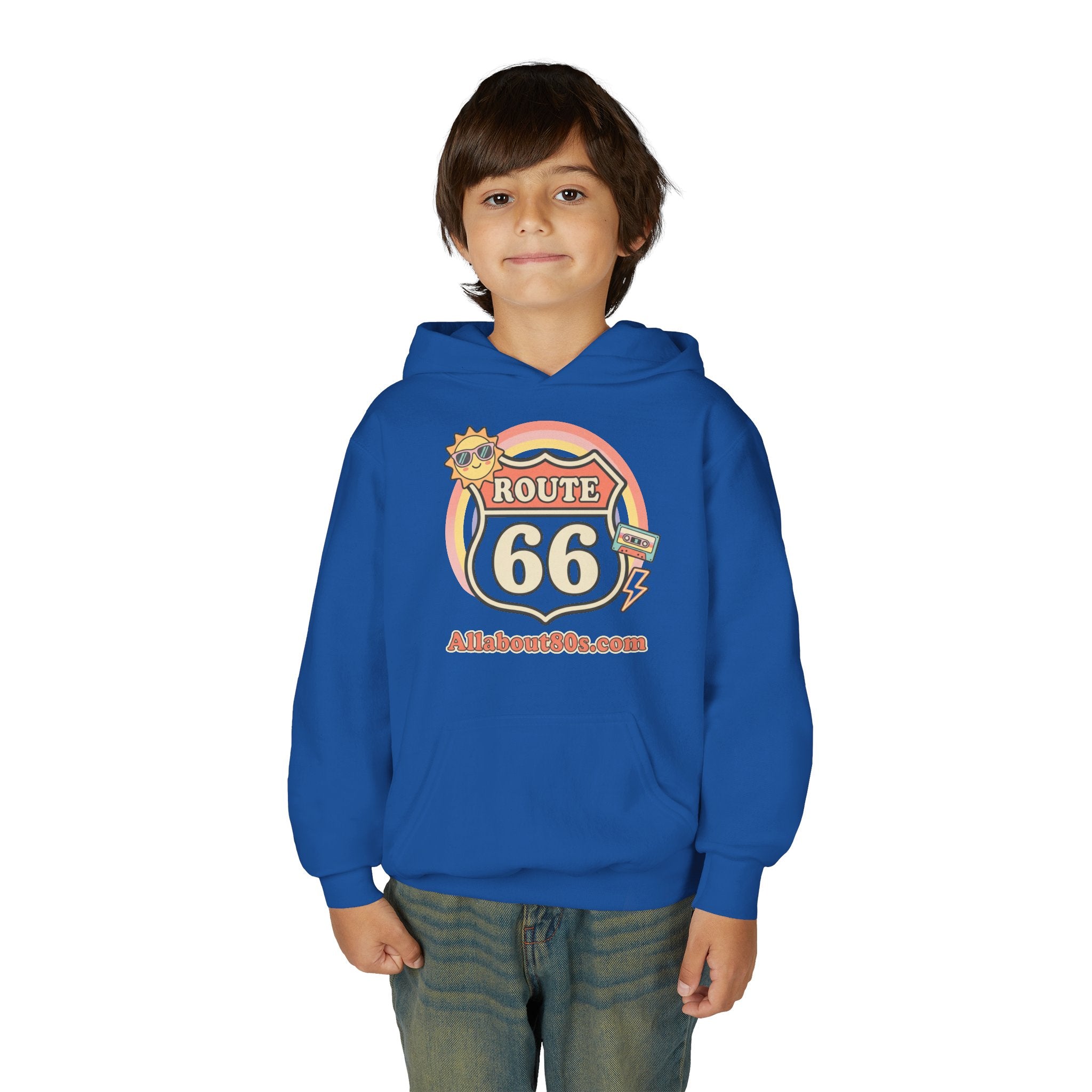Route 66 Youth Hoodie — Retro Road Trip Graphic Sweatshirt
