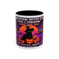 Halloween Retro Cat Mug — Neon 80s Spooky Pumpkin Coffee Cup (11oz/15oz)