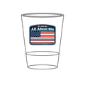 80s Retro American Flag Shot Glass — “It’s Always All About 80s” Engraved 1.5oz