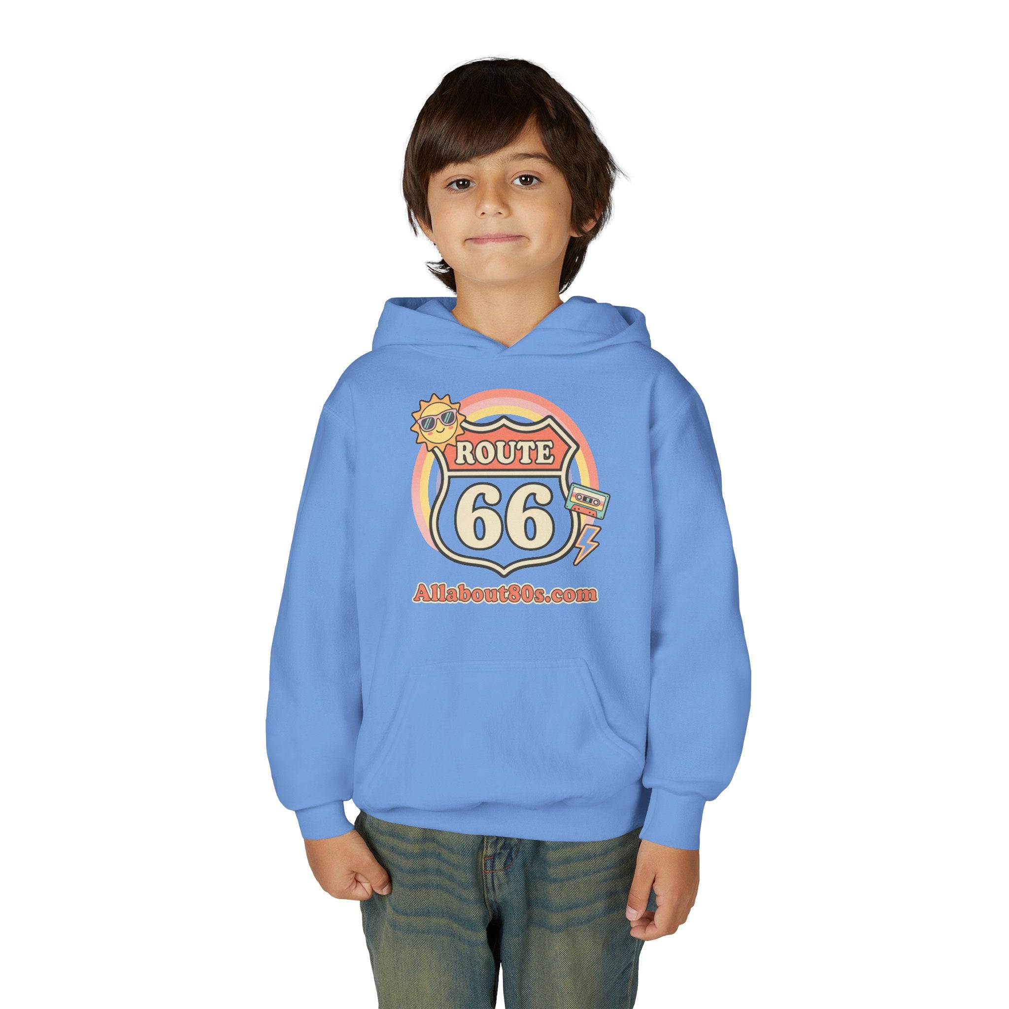 Route 66 Youth Hoodie — Retro Road Trip Graphic Sweatshirt
