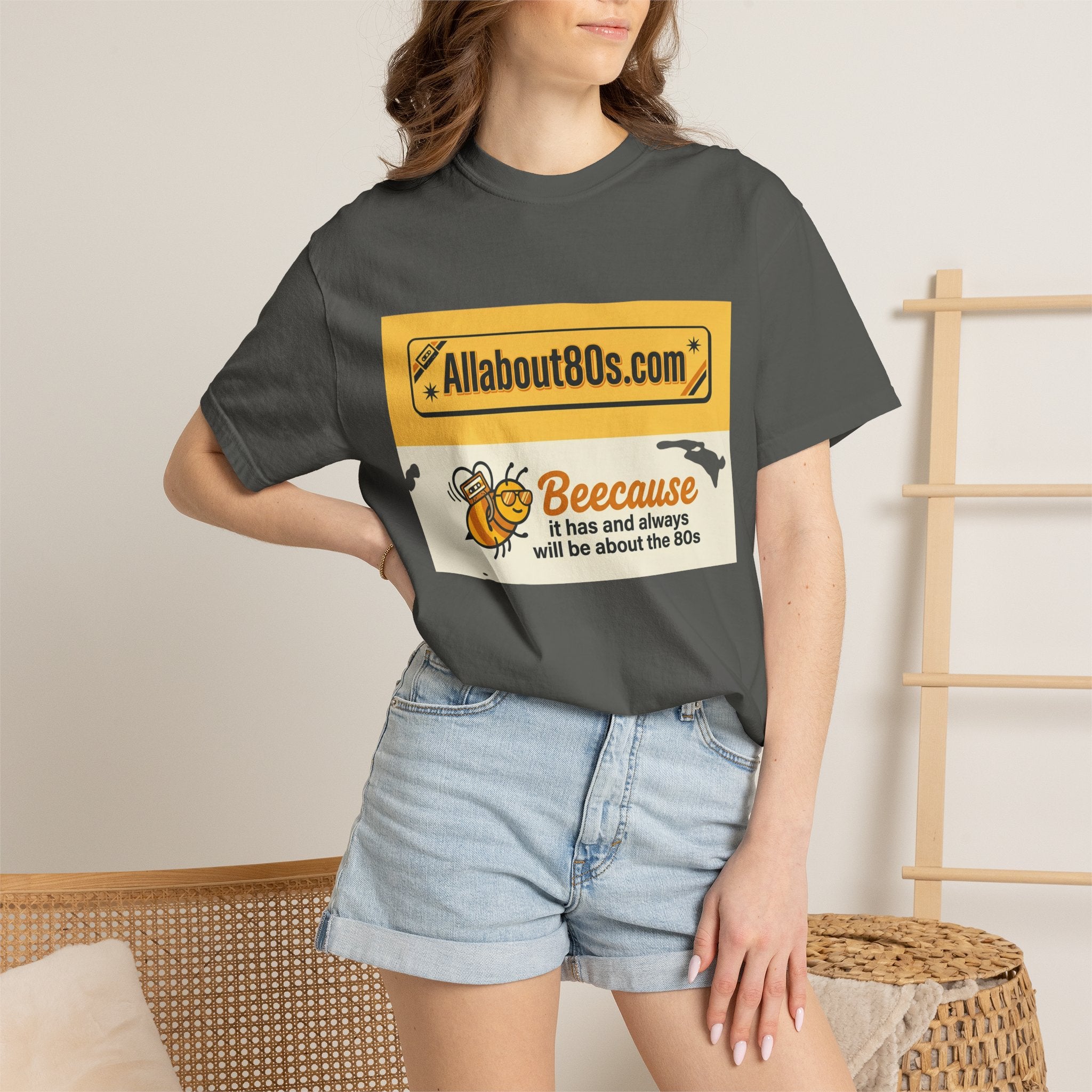 Allabout80s "Beeecause" Retro 80s Graphic T-Shirt