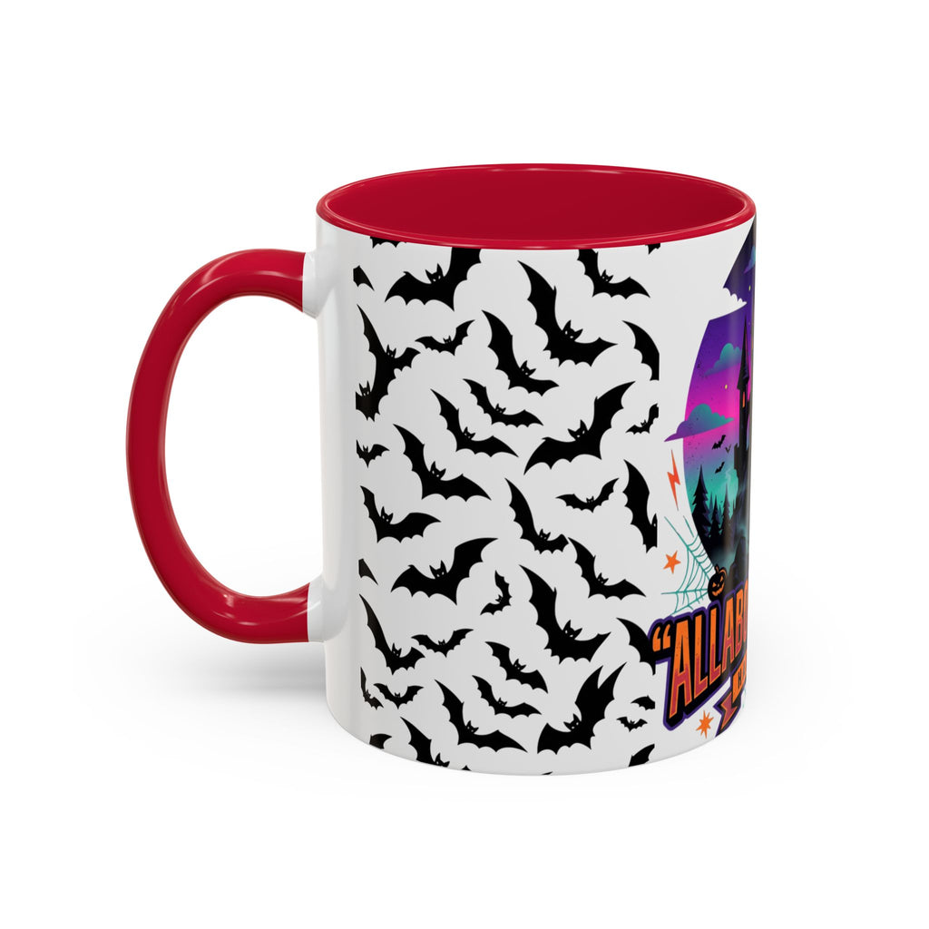 Halloween Haunted Castle Coffee Mug — Colorful Bat Pattern 11oz/15oz