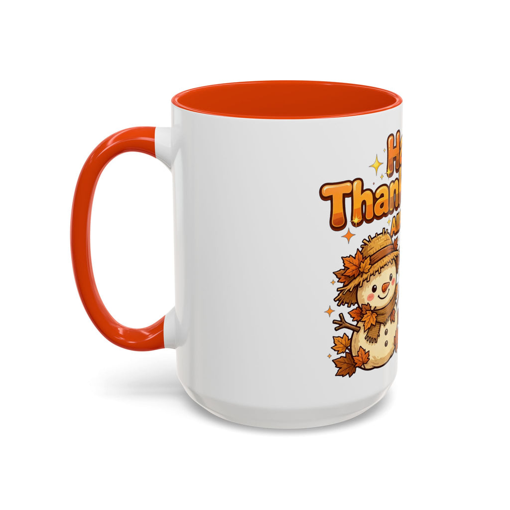 Happy Thanksgiving Pumpkin & Scarecrow Mug – Festive Fall Coffee Cup (11oz, 15oz)