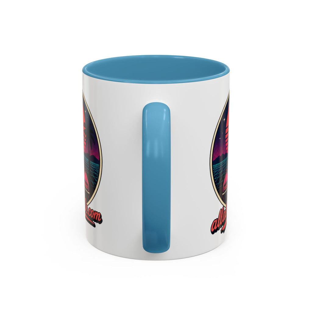 Route 66 Retro 80s Accent Coffee Mug — 'allabout80s' Vintage Sunset Design (11/15oz)