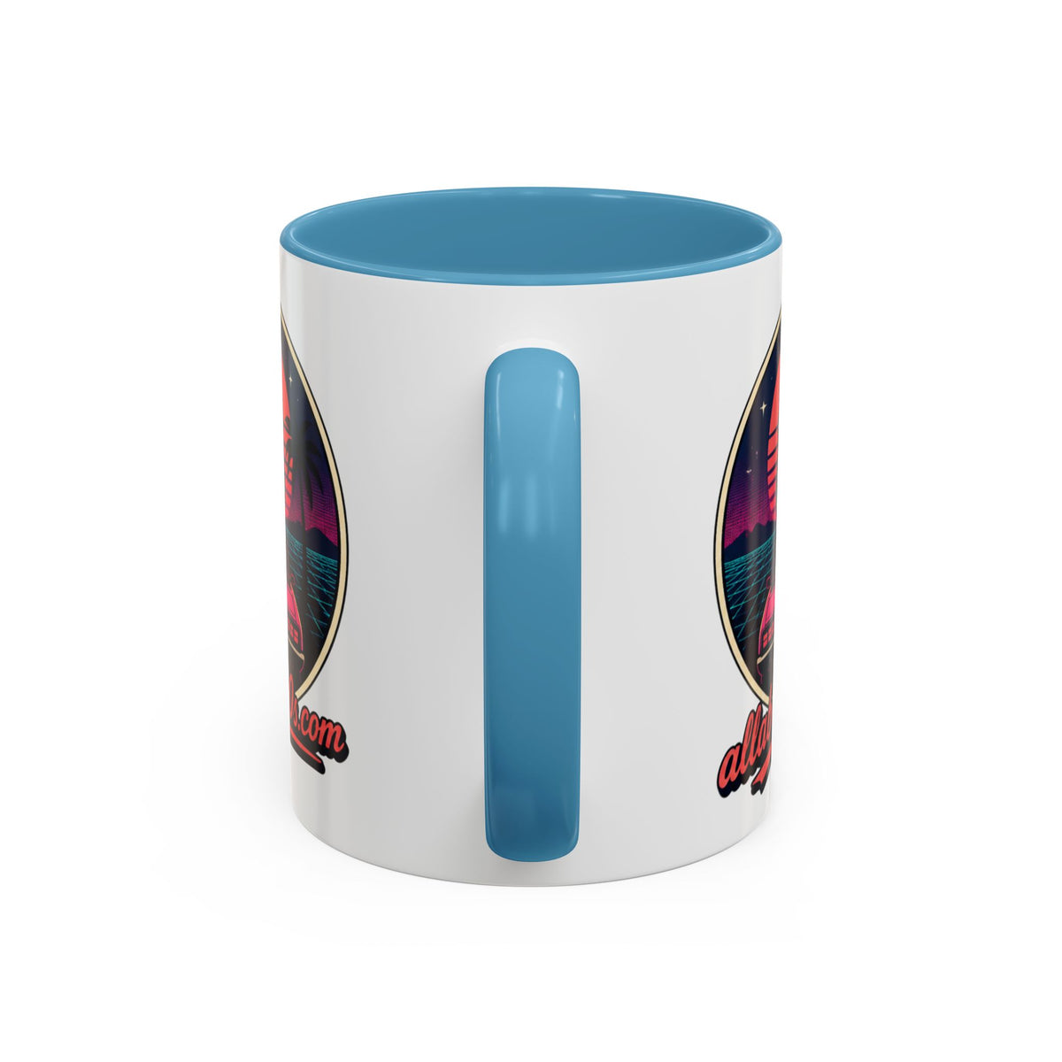 Route 66 Retro 80s Accent Coffee Mug — 'allabout80s' Vintage Sunset Design (11/15oz)