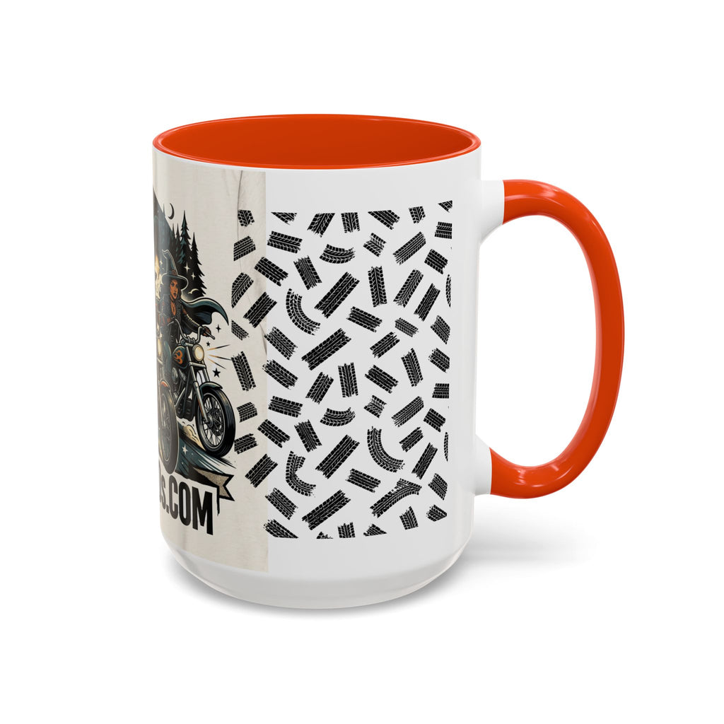 Witch Biker Sisters Coffee Mug — Halloween Motorcycle Witchcraft Design (11oz/15oz)