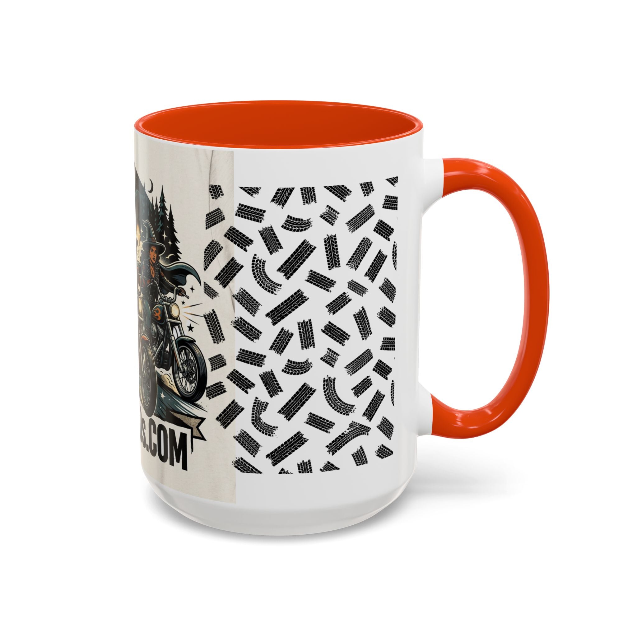 Witch Biker Sisters Coffee Mug — Halloween Motorcycle Witchcraft Design (11oz/15oz)