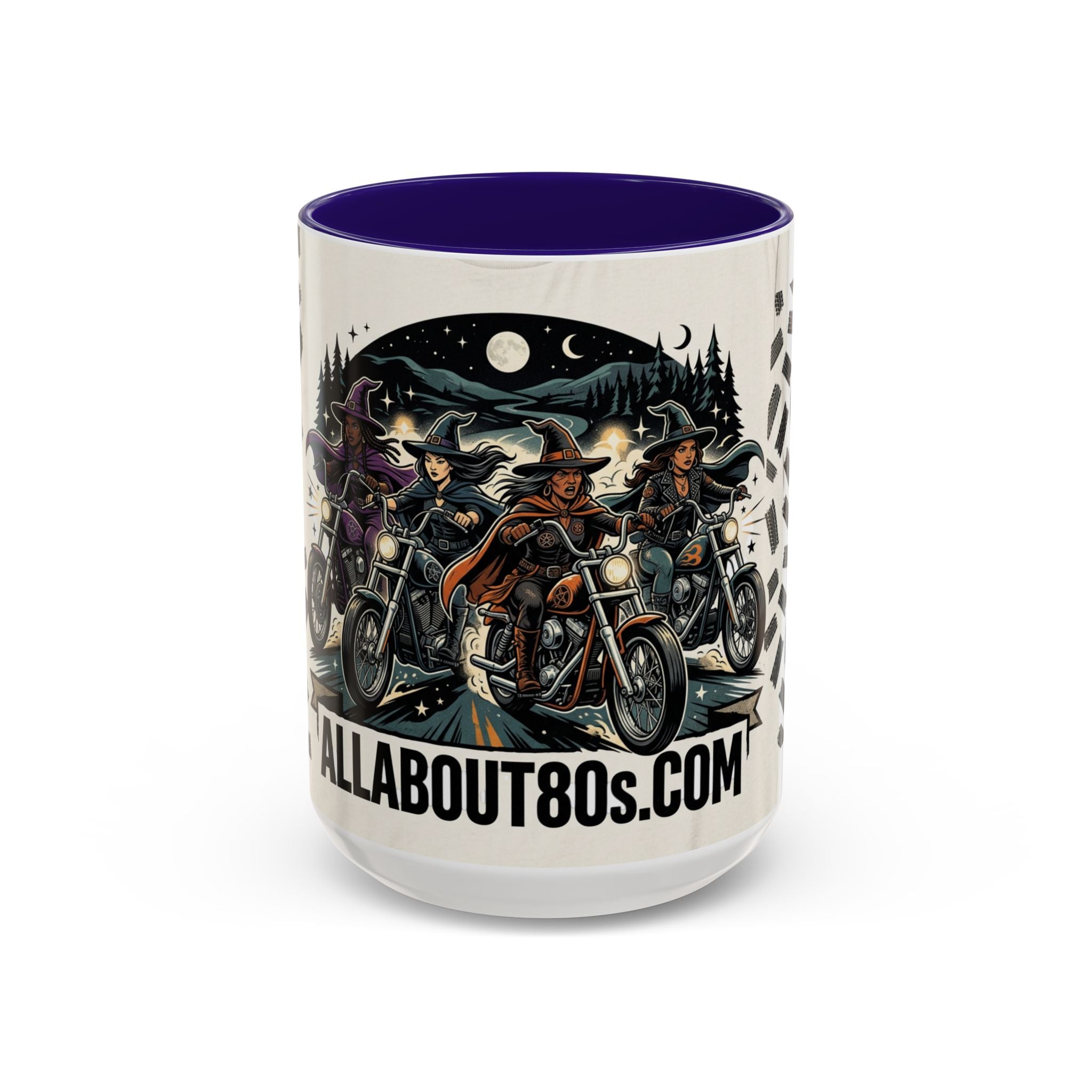 Witch Biker Sisters Coffee Mug — Halloween Motorcycle Witchcraft Design (11oz/15oz)