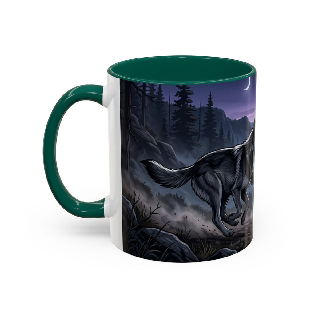 Wolf Pack Nightscape Mug — 11oz/15oz Scenic Black-Interior Coffee Cup