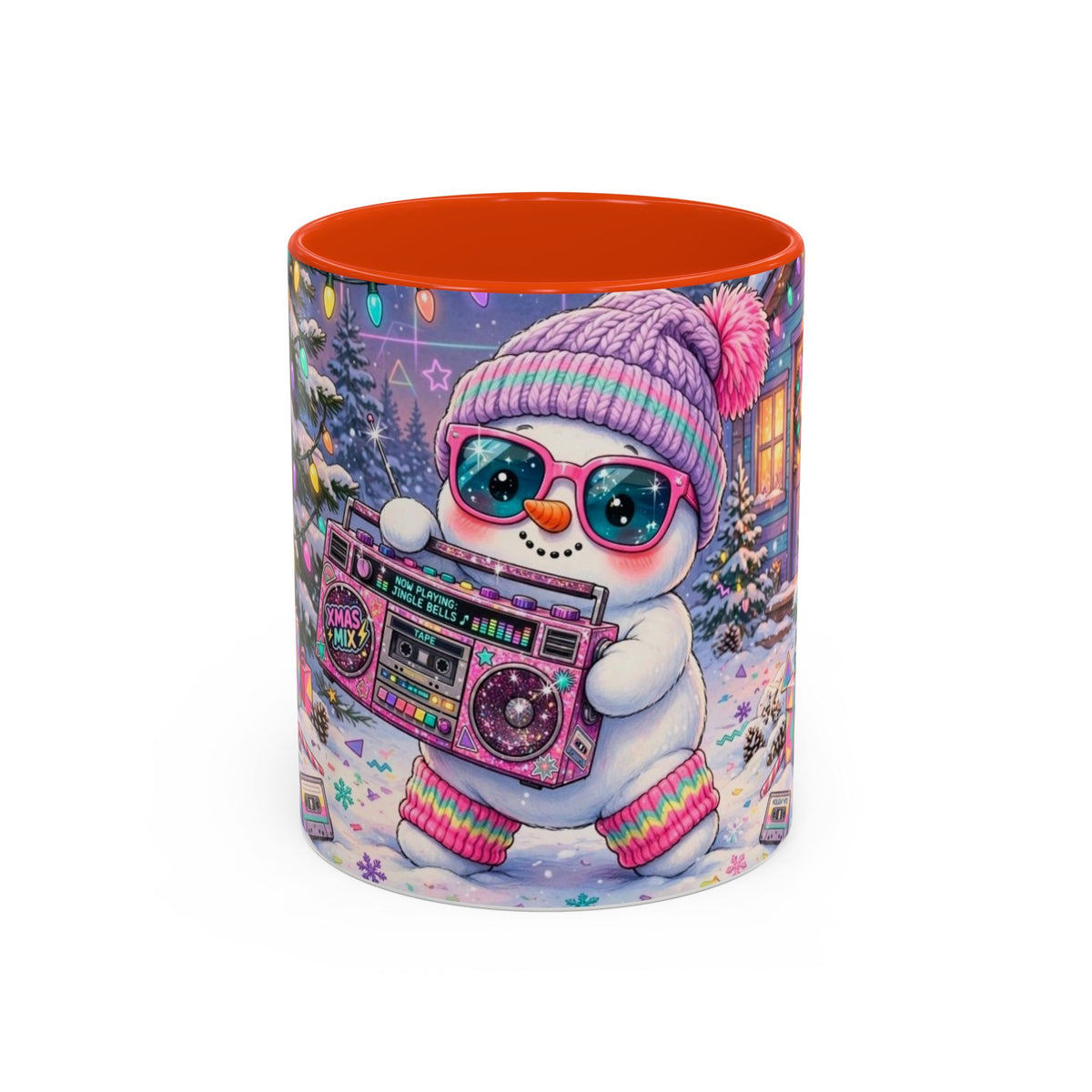 Cool Snowman with Boombox Christmas Mug