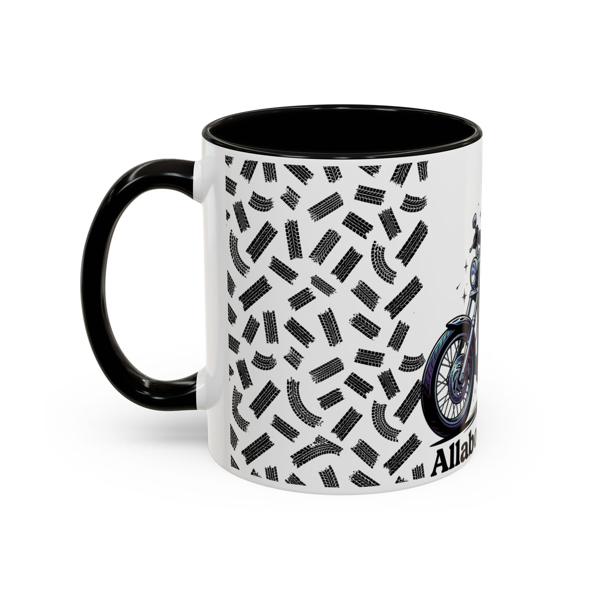 Witch Biker Coffee Mug (11oz/15oz) — Gothic Motorcycle Witch Illustration