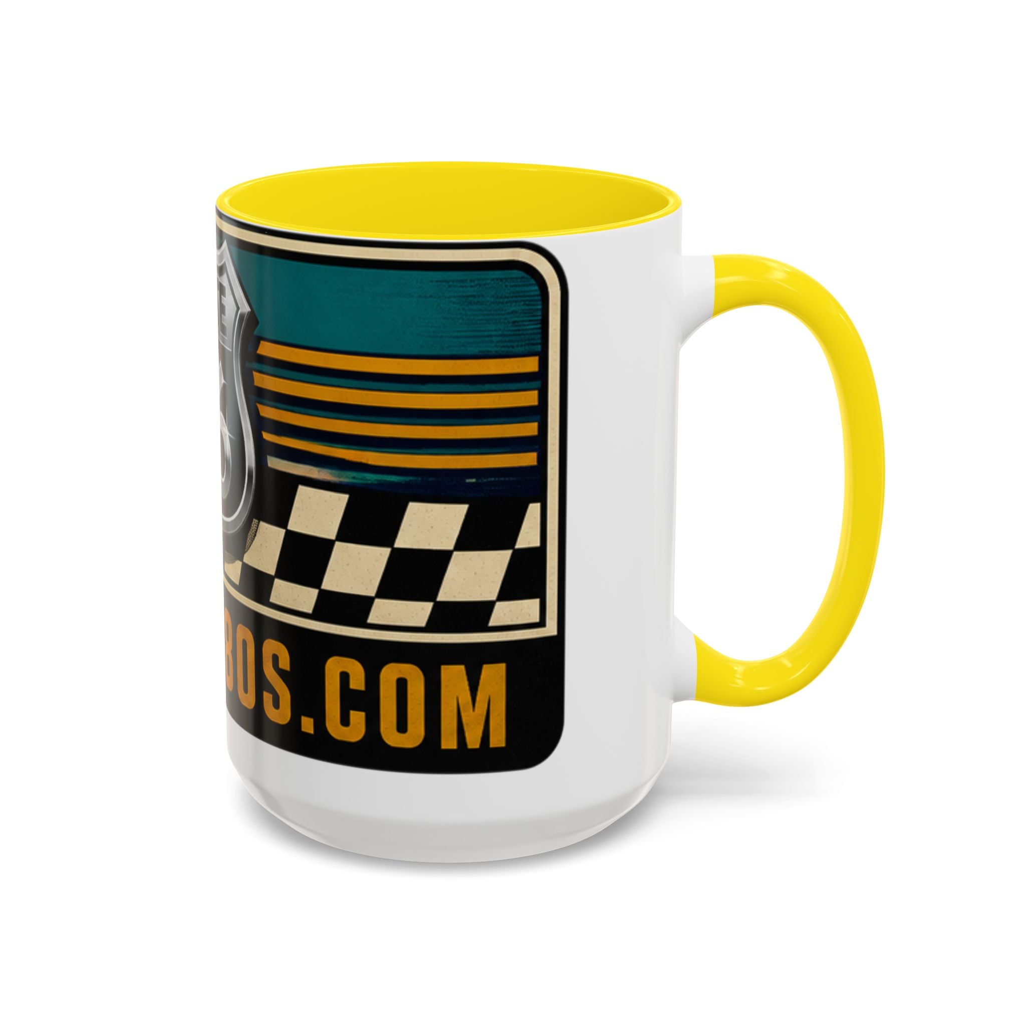 Route 66 Retro Checkerboard Coffee Mug — Vintage Road Trip 11/15oz Accent Mug