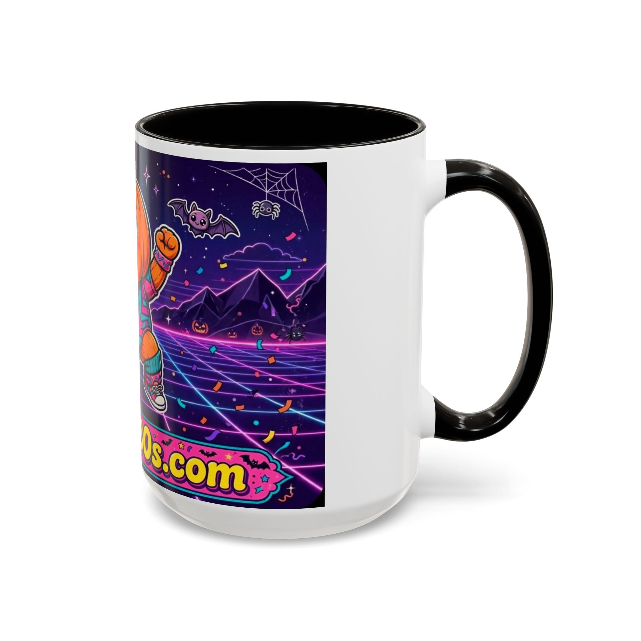 80s Retro Pumpkin Mug – Cute Neon Halloween Coffee Cup (11oz/15oz)