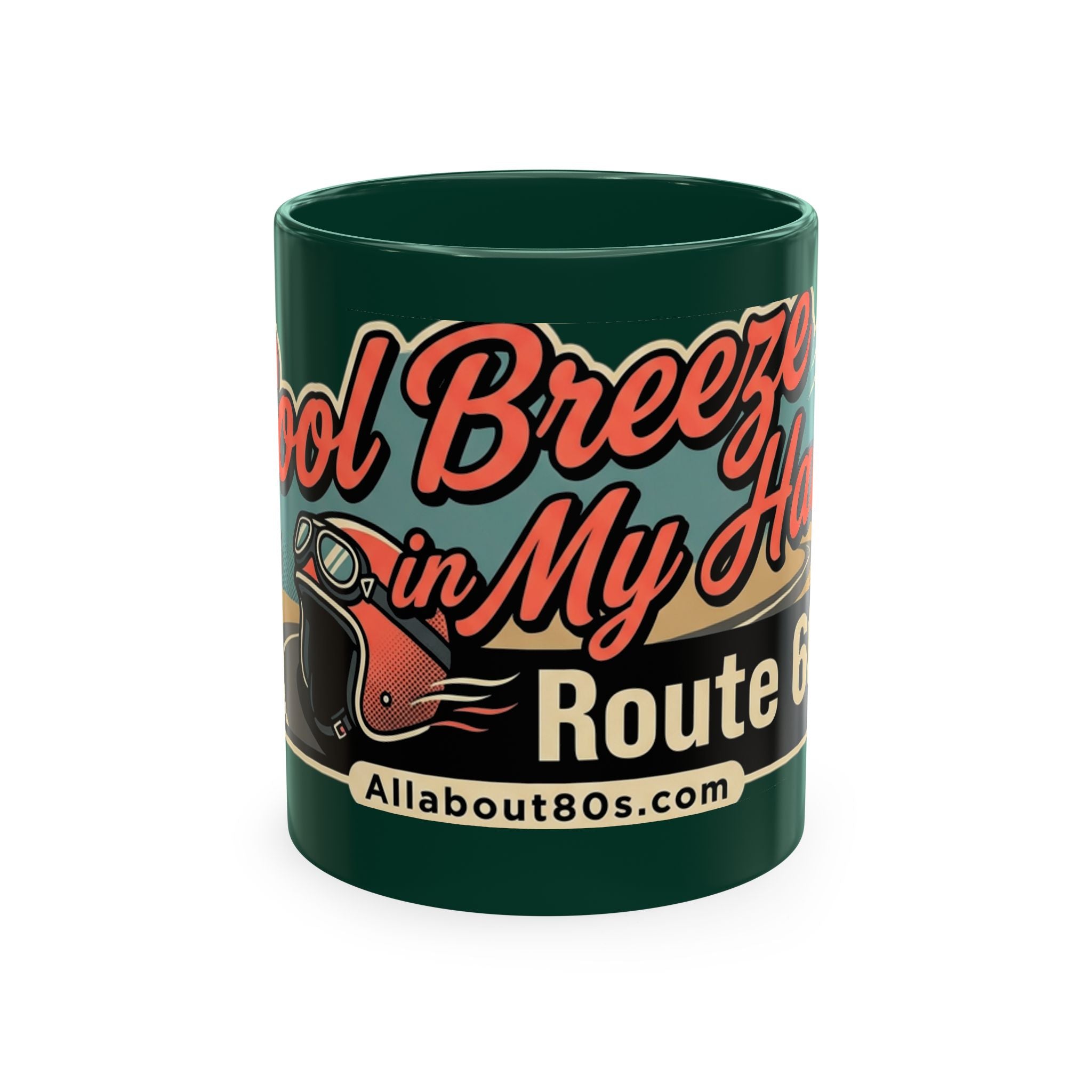 Cool Breeze in My Hair Route 66 Motorcycle Mug — Retro Biker Coffee Cup