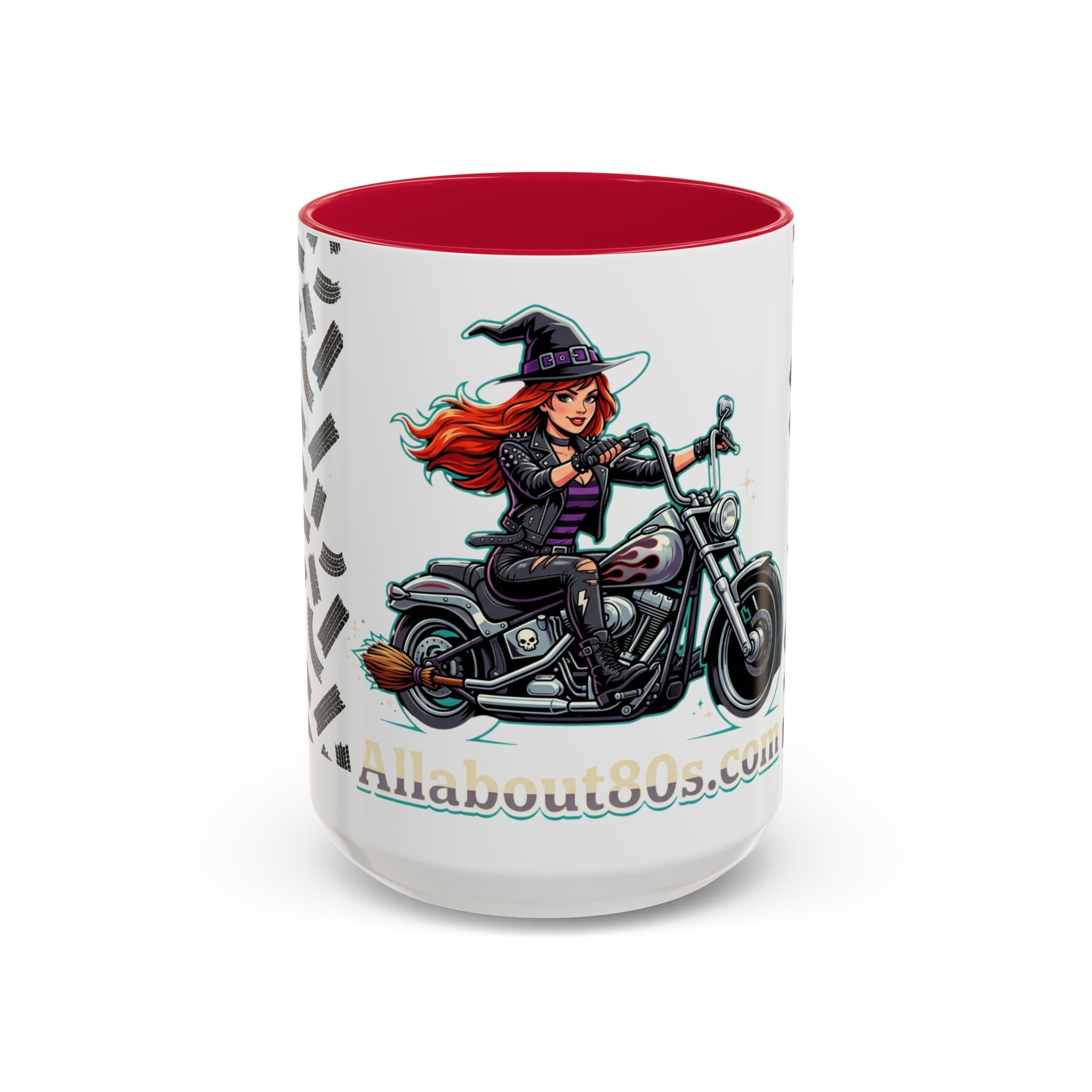 Witch Motorcycle Mug — Red-Haired Biker Witch Ceramic Coffee Cup