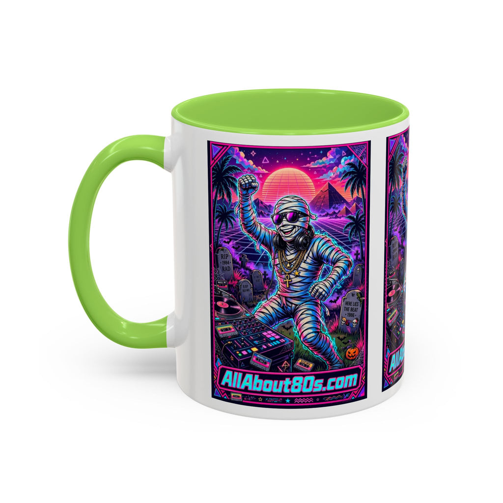 80s Retro Astro Skate Mug — Neon Vaporwave Skeleton Skateboard Coffee Cup (AllAbout80s.com)