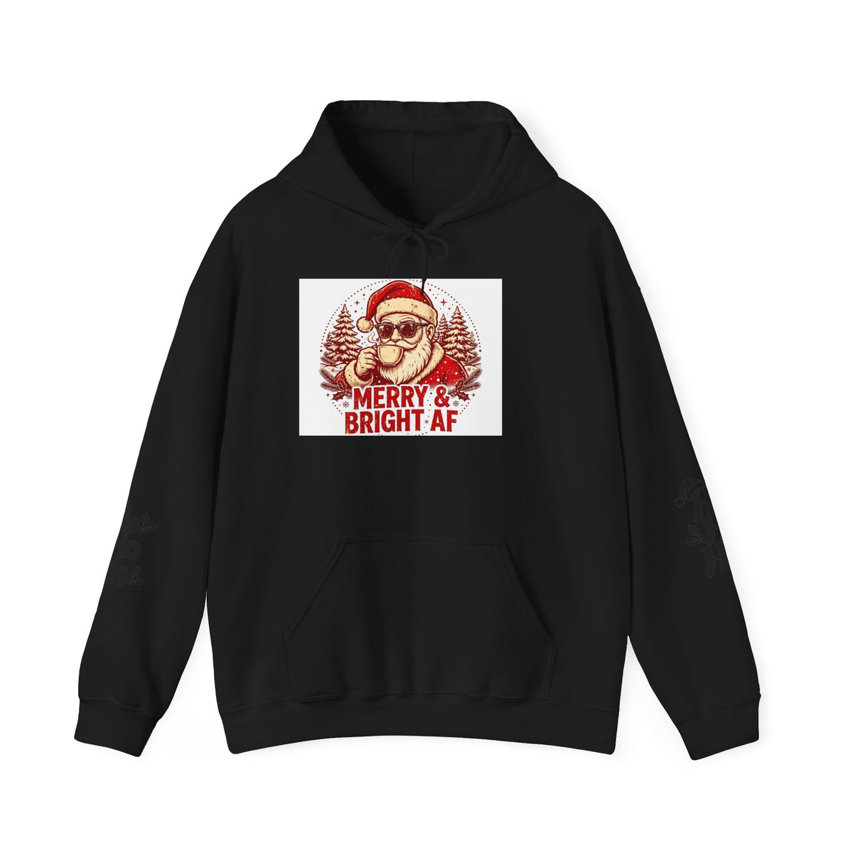 Merry & Bright AF Christmas Santa Hoodie