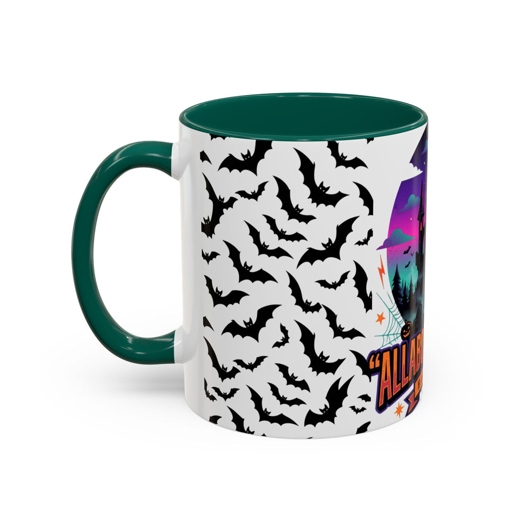Halloween Haunted Castle Coffee Mug — Colorful Bat Pattern 11oz/15oz