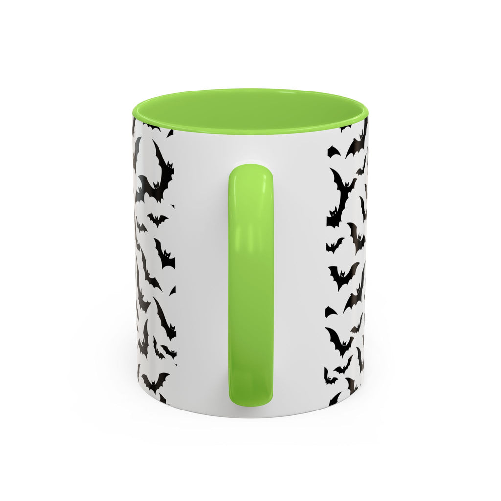 Halloween Haunted Castle Coffee Mug — Colorful Bat Pattern 11oz/15oz