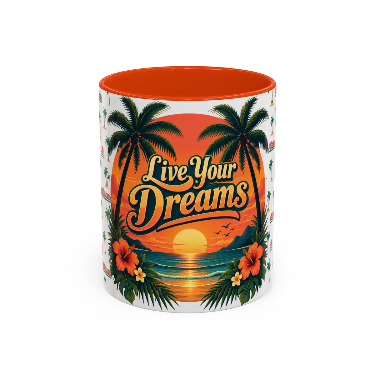 Live Your Dreams Tropical Sunset Mug