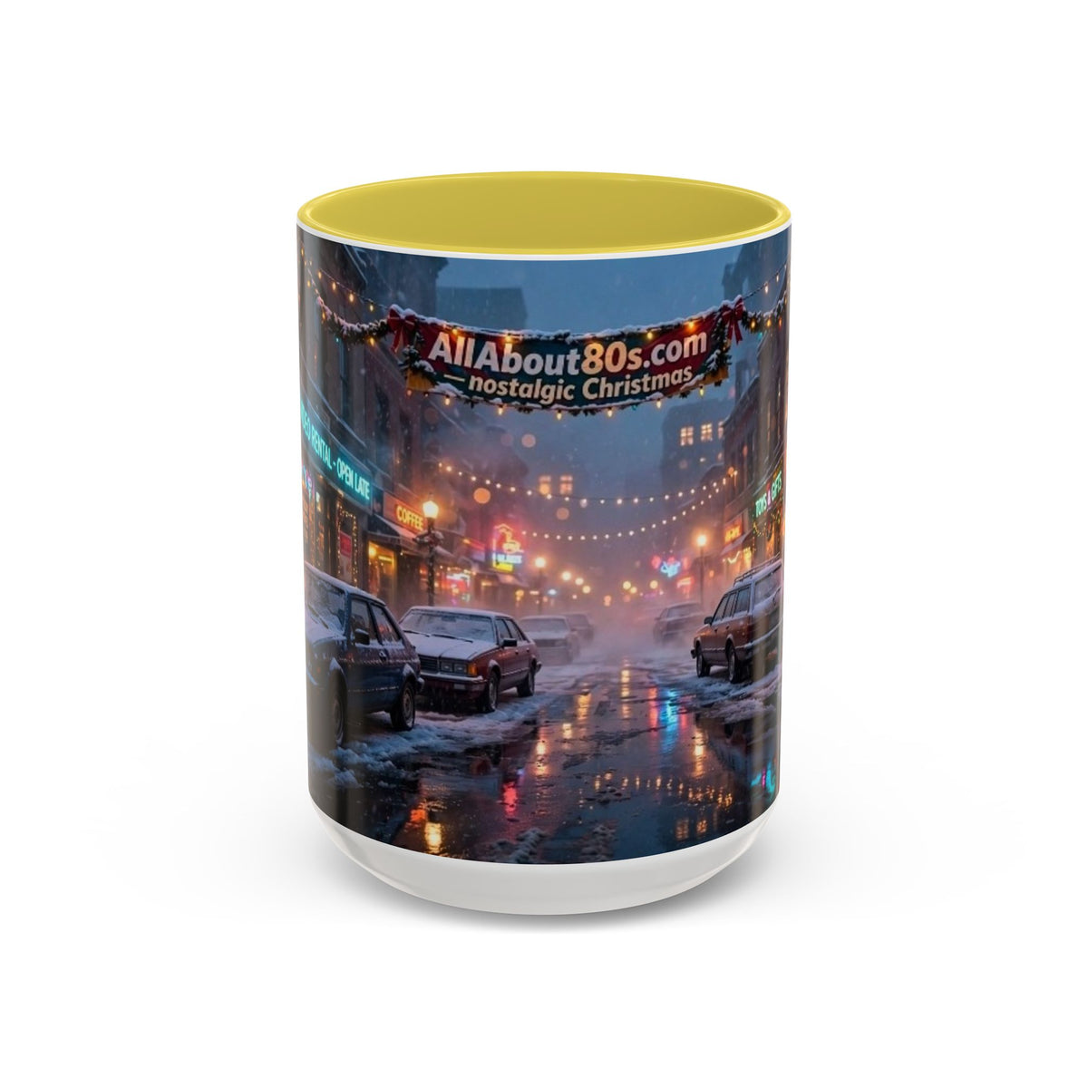 Nostalgic 1980s Christmas Street Mug (11oz & 15oz)